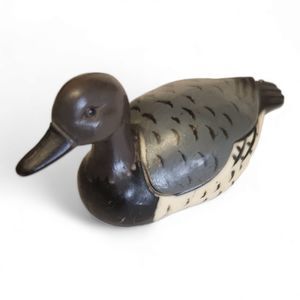 Vintage Enesco 80s Duck Decoy Pencil Sharpener - Gray and Cream, 3" Long